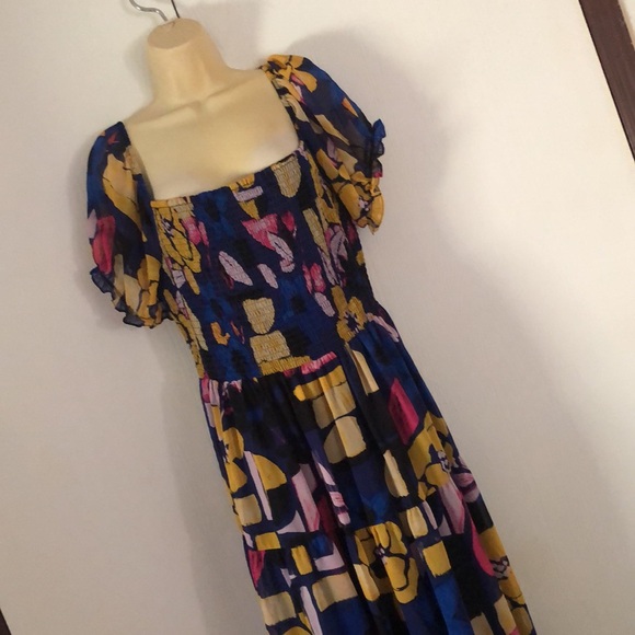 Woman’s Katy Ireland colorful stretchy spring abstract all over print maxi dress - Picture 16 of 17